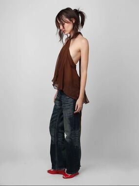 Dana foley nyc brown flutter top